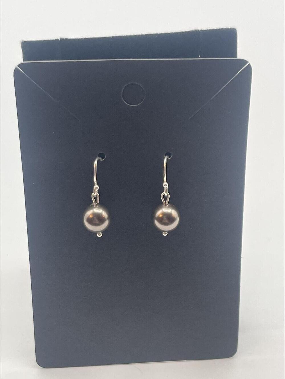 Simple Silver Tone Pearl Drop Earrings